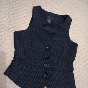 Grass Collection Black Pinstripe Vest